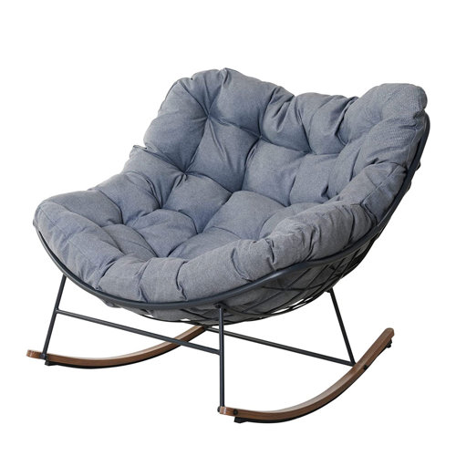 Winston Porter Outdoor Gotthardt Rocking Metal Chair with Cushions & Reviews Wayfair